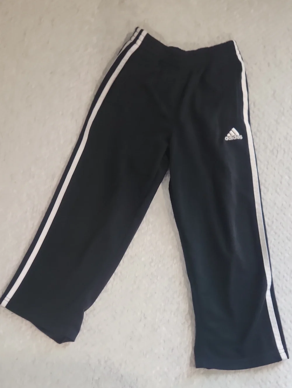 adidas Kids Black Joggers with White Side Stripes